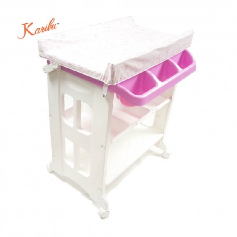 baby changing station with storage and wheels