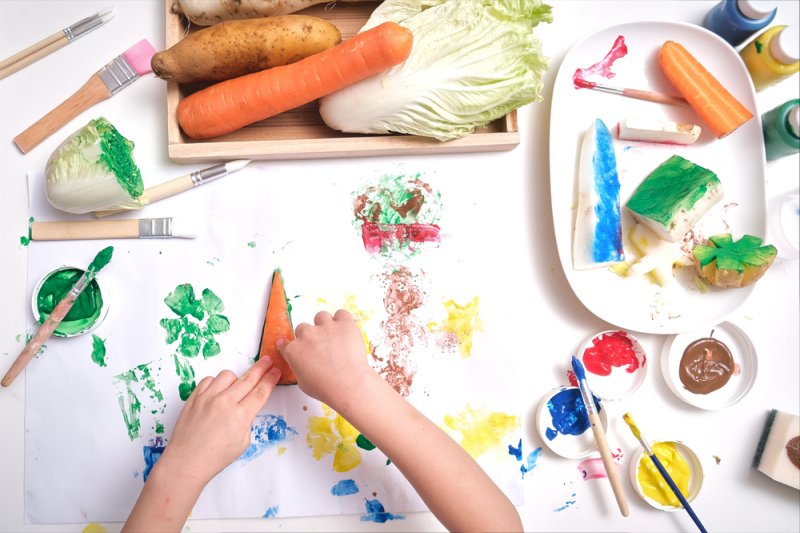 vegetable stamping arts and crafts for kids