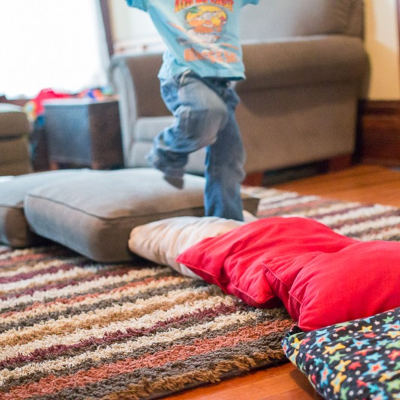 pillows, blankets, and furniture Obstacle Course